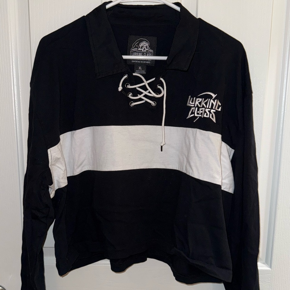 Lurking Class Thrasher Black Crop Rugby Shirt